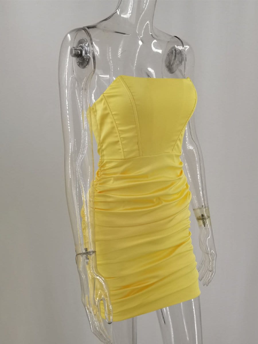 Strapless Corset Bodice Ruched Bodycon Mini Dress
