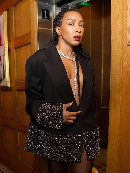 Diamond Blazer Two-Piece Suit Coat