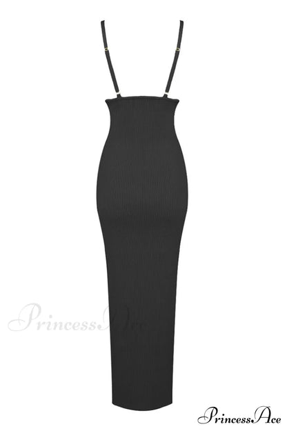 Draped Bustier Stylish Ribbed Midi Dress