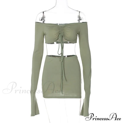 Drawstring Ruched Two Piece Mini Dress