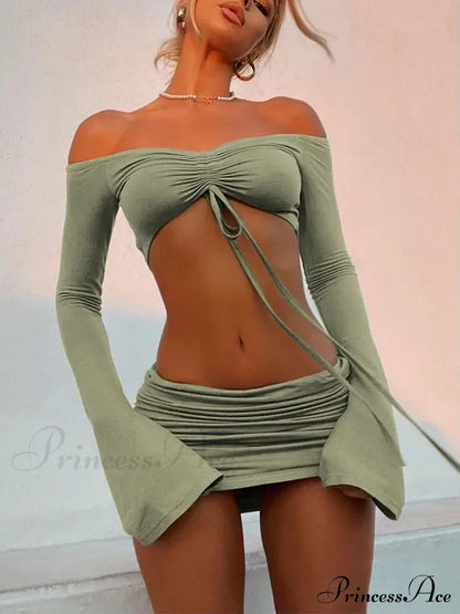 Drawstring Ruched Two Piece Mini Dress