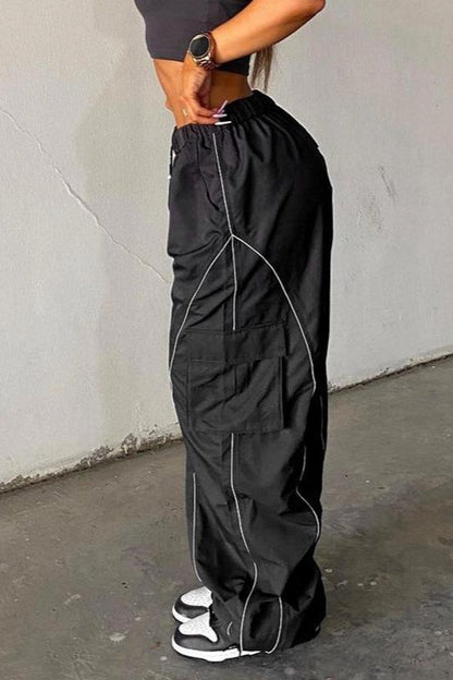 Vintage Street Straight Wide Leg Casual Cargo Pants