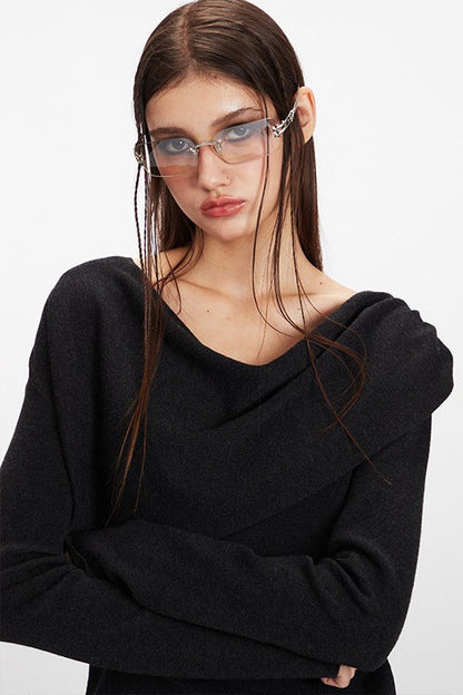 Cowl Neck Chic Fitted Knit Top