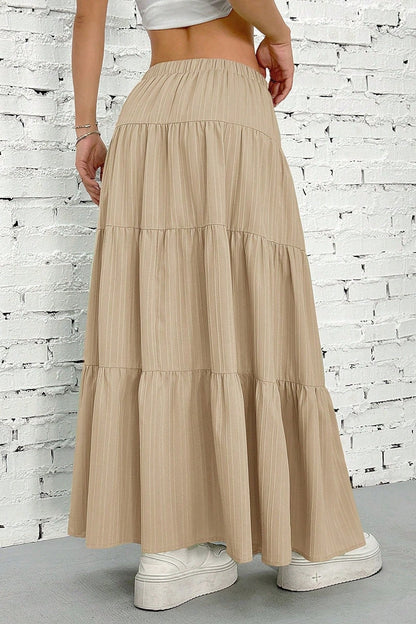 Tiered Drawstring Maxi Skirt