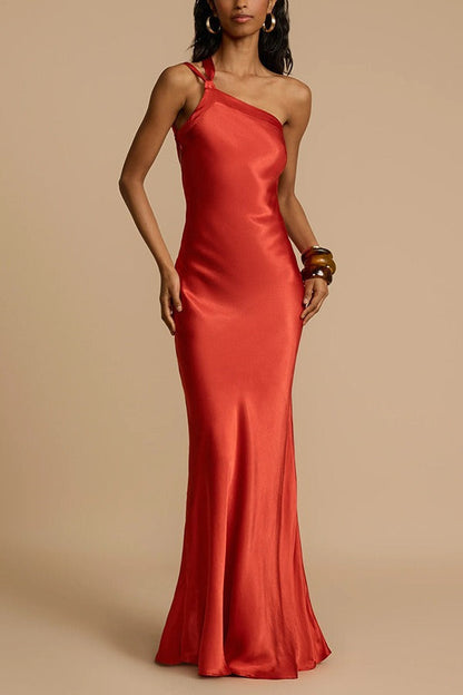 Satin One Shoulder Bodycon Dress