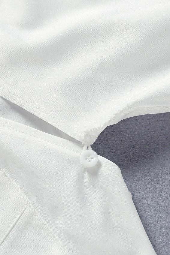 White Cutout Back Tie Blouse