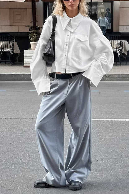 Unique Cropped Collared Blouse