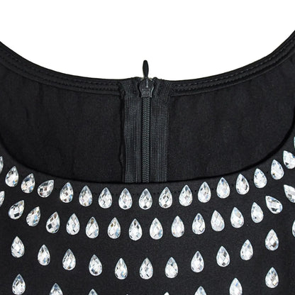 Rhinestone U-Neck Sleeveless Hip Dress