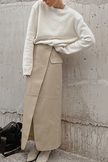 Matte Leather A-Line Skirt