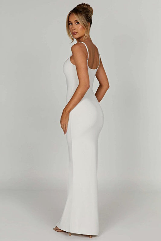 Scoop Neck Spaghetti Strap Jersey Bodycon Maxi Dress