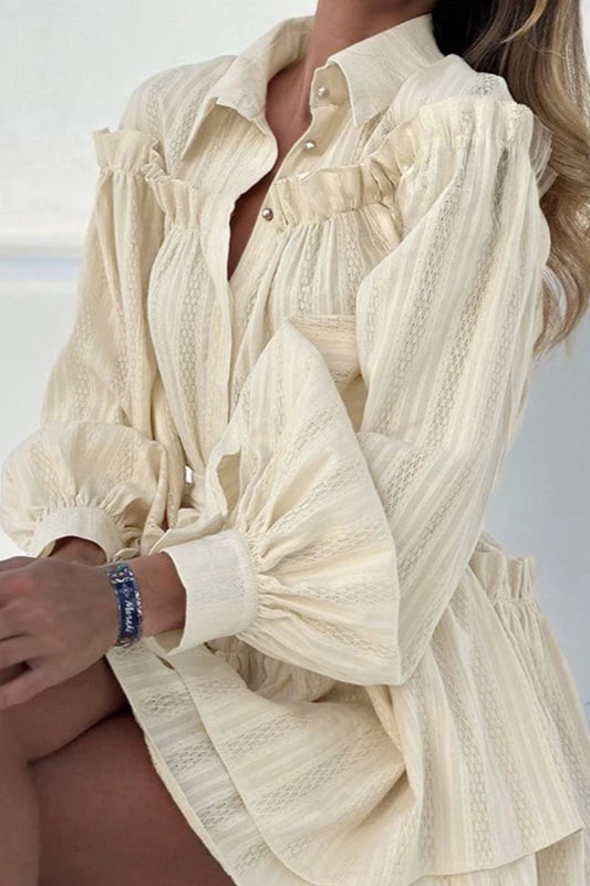 Elegant Lantern Sleeve Boho Dress