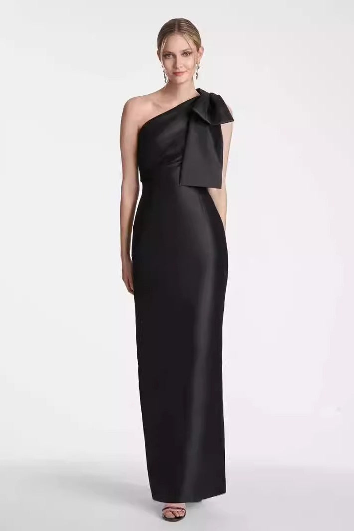 Luxury Black Bow Bandage High Waist Formal Dress
