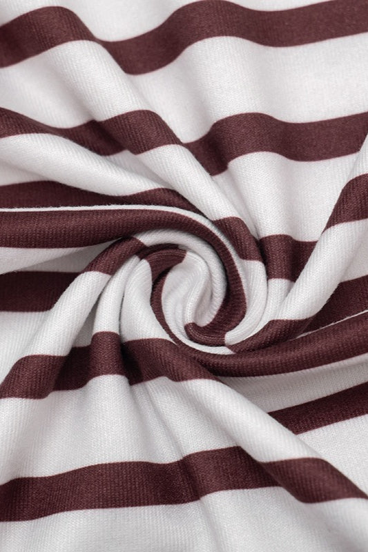 Stripe Boat Neck Flare Sleeve T-shirt