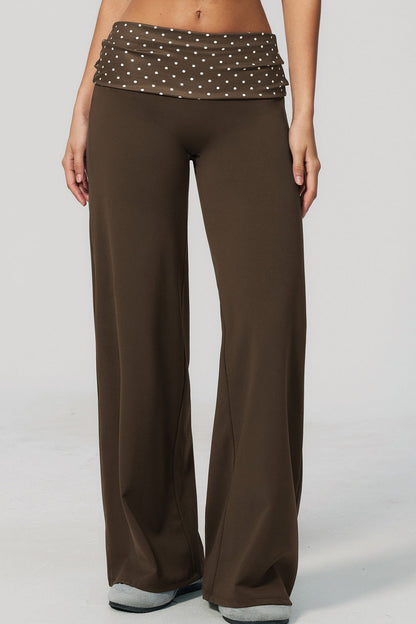Foldover Polka Dot Wide Leg Pants