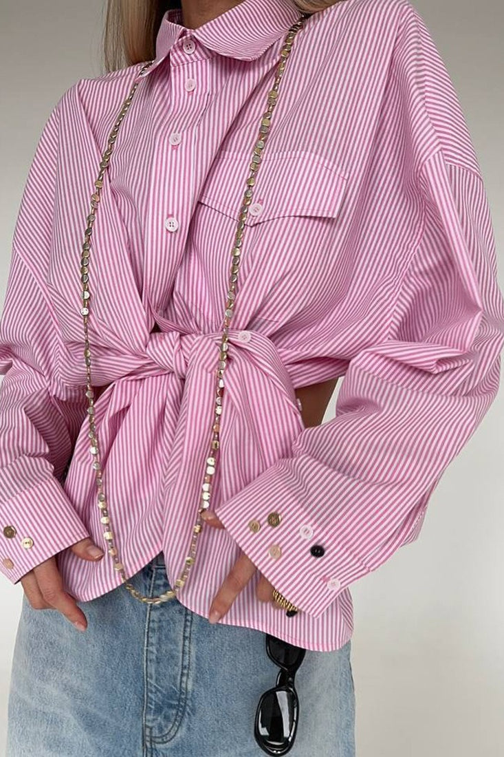 Back Stripe Button Detail Blouse