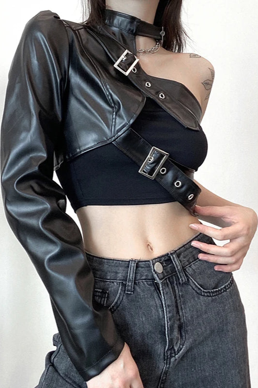 Asymmetrical Punk Crop Jacket