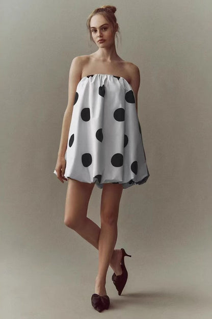 Polka Dot Strapless Bodycon Mini Dress
