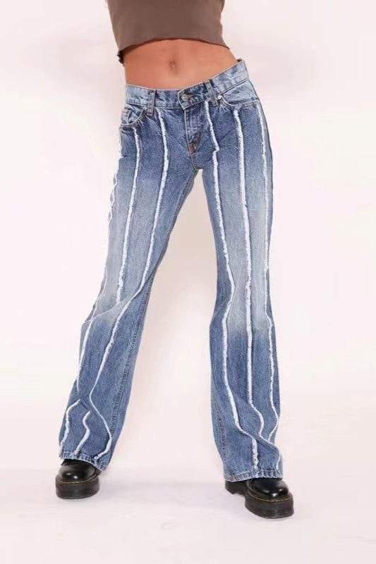 Stretch Raw Hem High Waist Jean