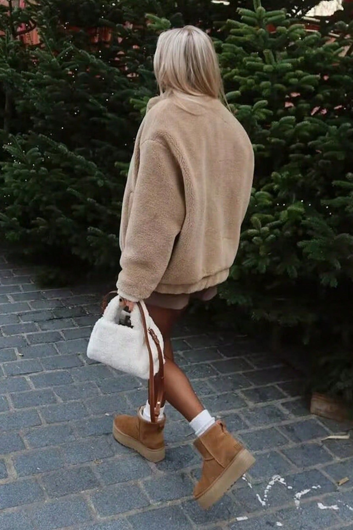 Fleece Faux Fur Bomber Coat