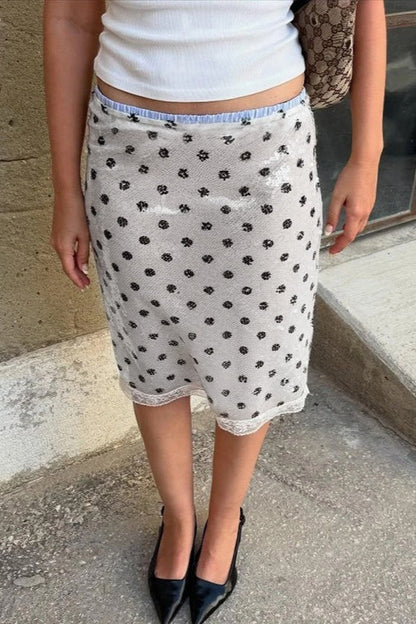 Low Waist Polka Dot Print Skirt