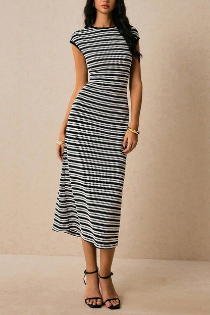 Striped Knit Bodycon Work Dress