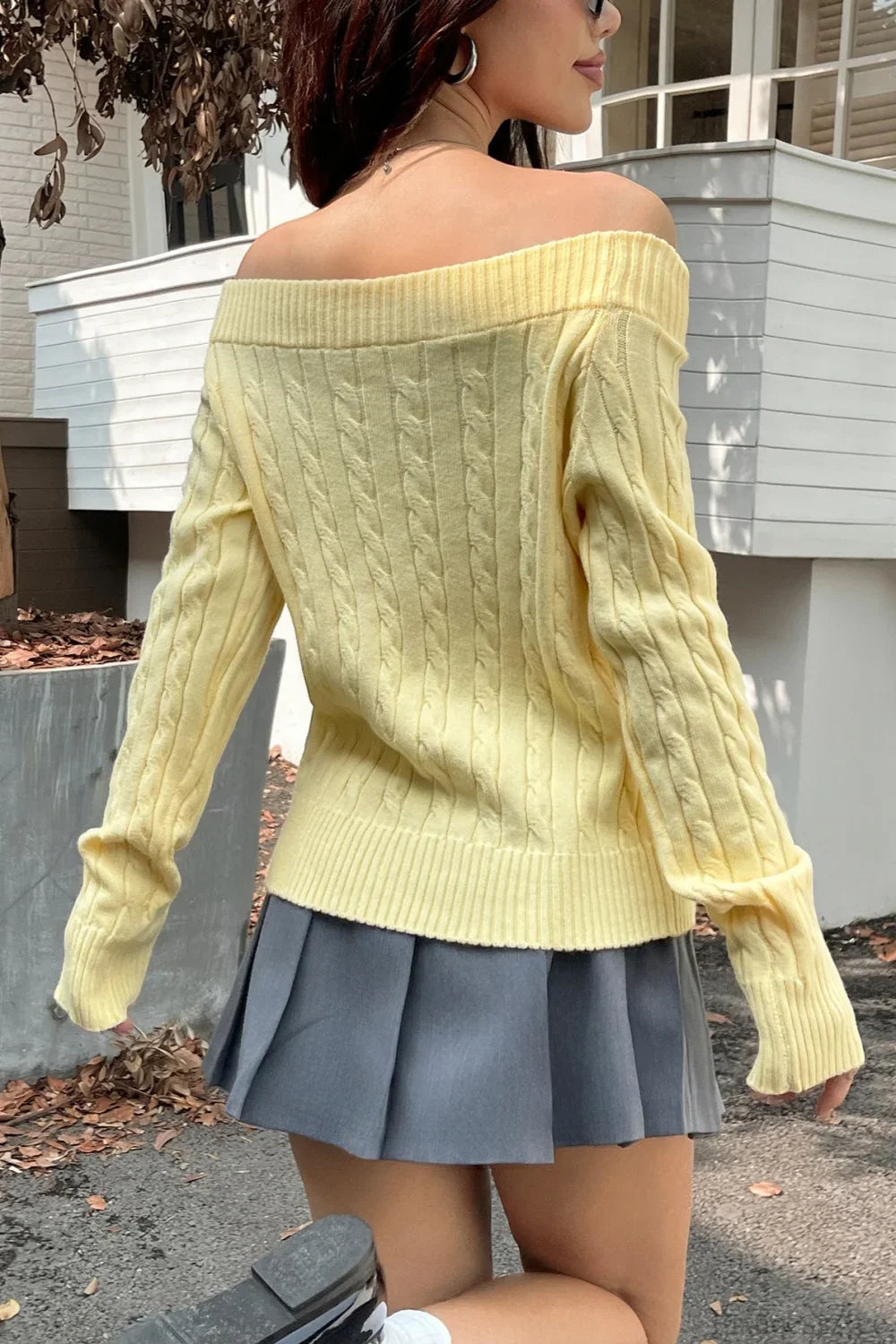 Edgy Long-Sleeve Knit Sweater