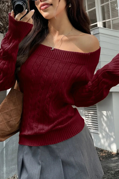 Edgy Long-Sleeve Knit Sweater