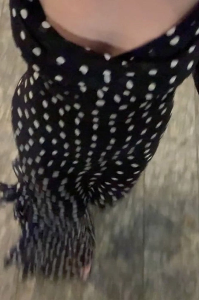Black Polka Dot Scarf Neck Ruffled Cami Maxi Dress