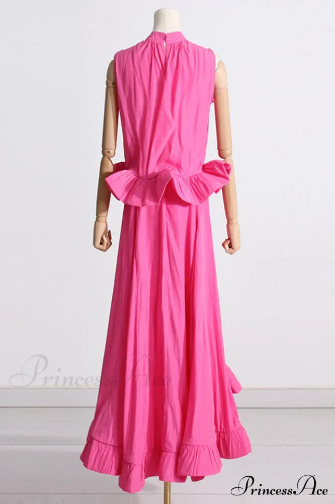 Elaine Pink Sleeveless Charming Ruffle Mermaid Set