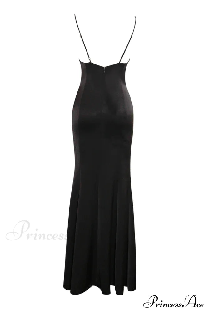 Eleanor Black & Charming White Bow Satin Gown