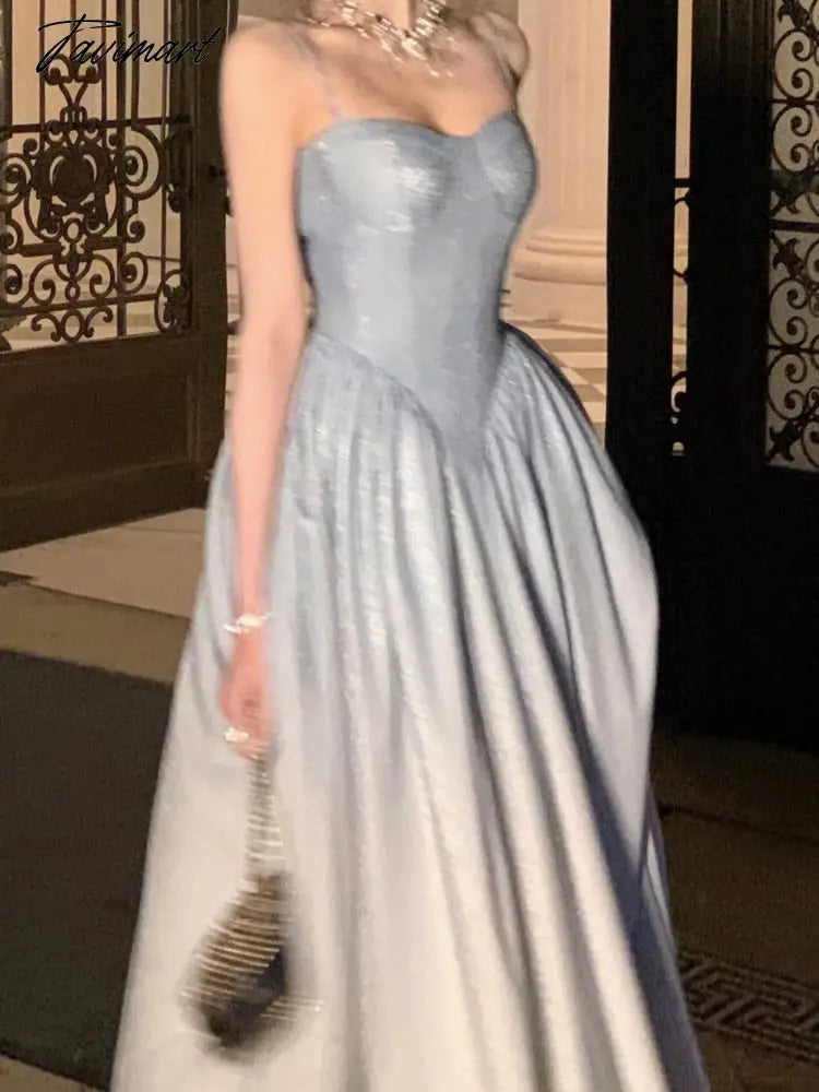 Elegant Party Short Dresses for Women New Summer Vintage Spaghetti Strap Casual Female Clothes Wedding Birthday Midi Dress