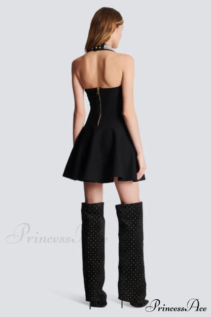Enya Knit Stylish Backless Mini Dress