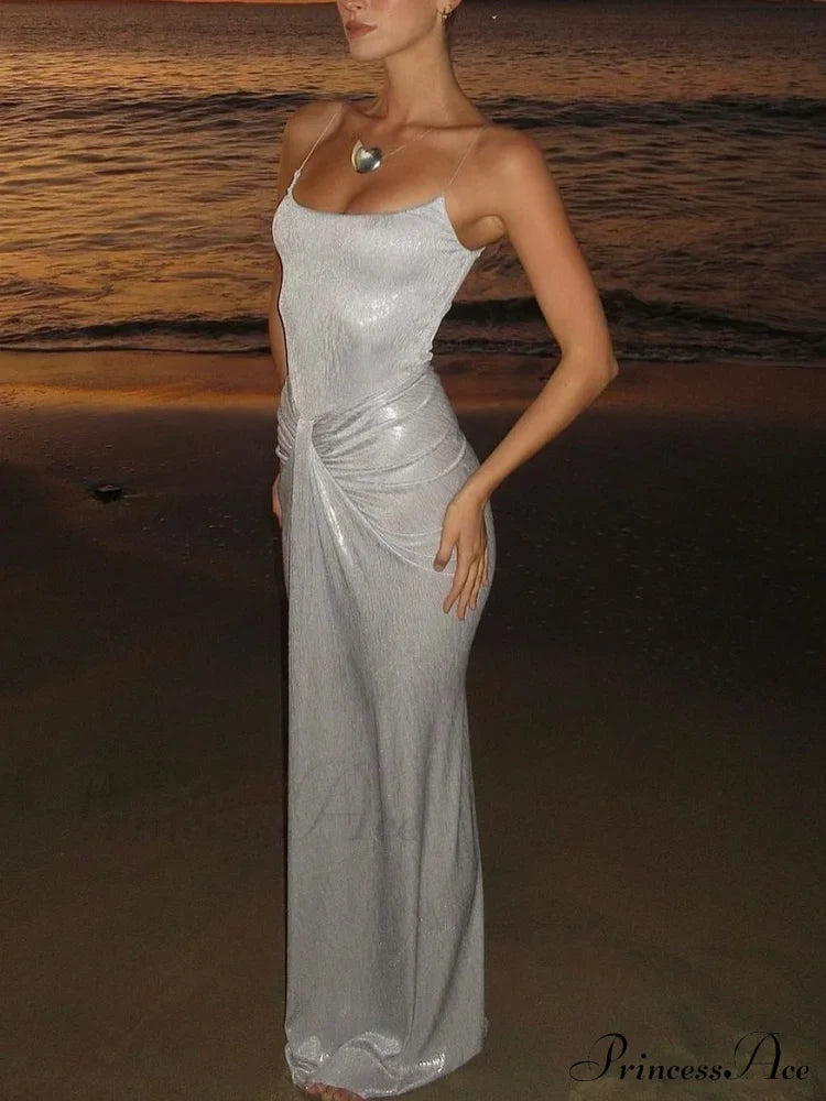 Exquisite Unique Light Charming Fabric Pleated Maxi Dress