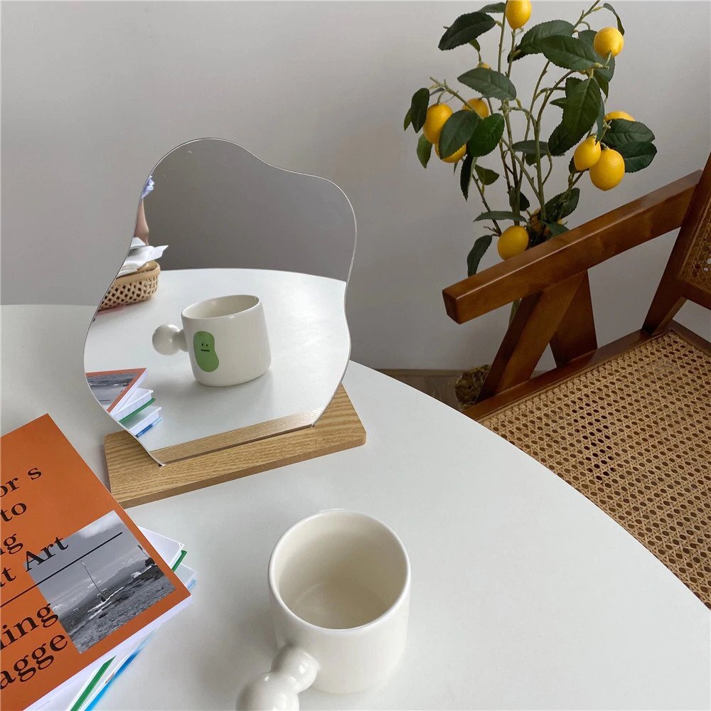 Minimalist Mirror Wooden Base