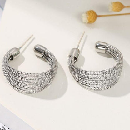 Brushed Multi Layer Open Wide Bracelet