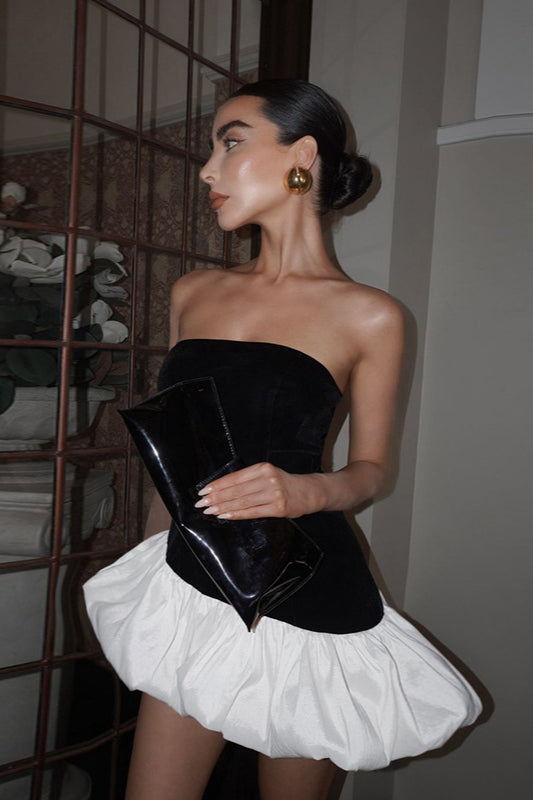 Fall Chic Elegant Strapless Peplum Mini Party Dress