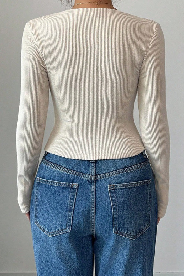 Classic Solid Color Slim Knit Top
