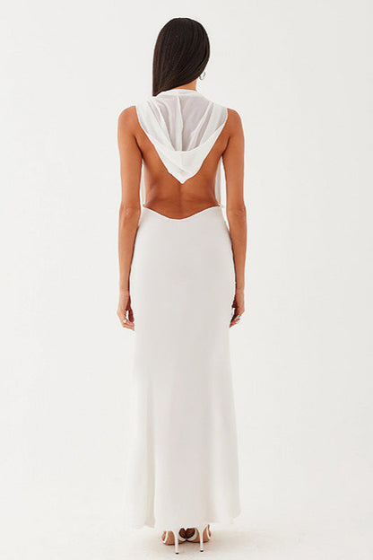 Hooded Deep V Backless Bodycon Dress
