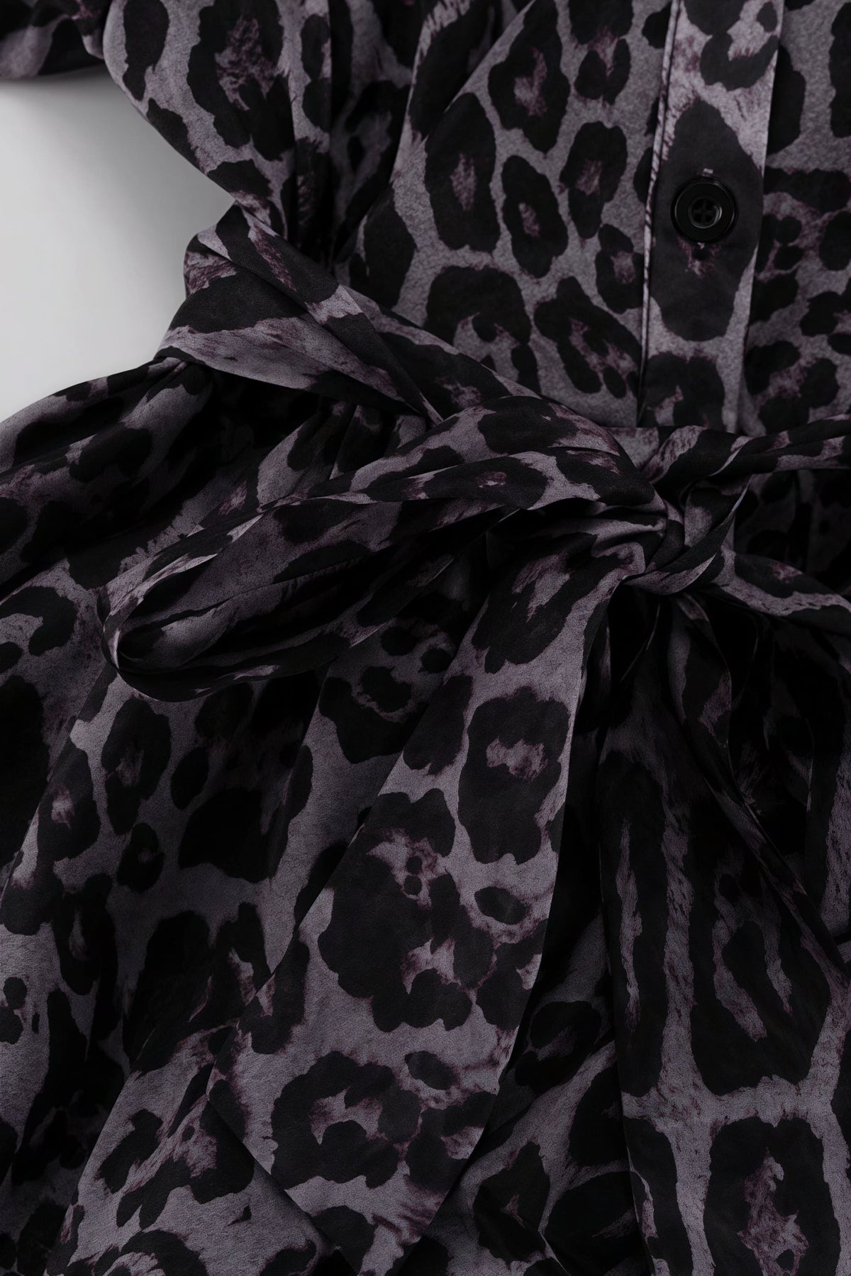 Collared Button Front Sheer Print Puff Sleeve Tiered Ruffle Mini Shirt Dress