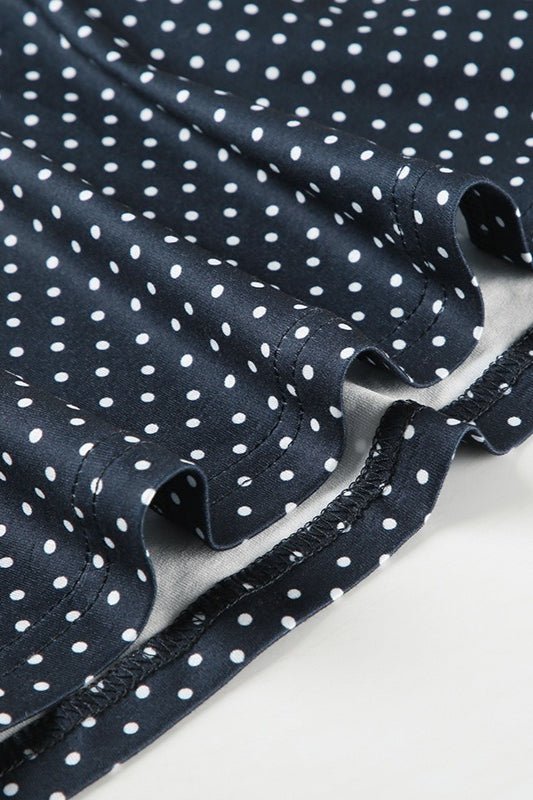 Blue Crew Neck Sleeveless Fit And Flare Polka Dot Mini Dress