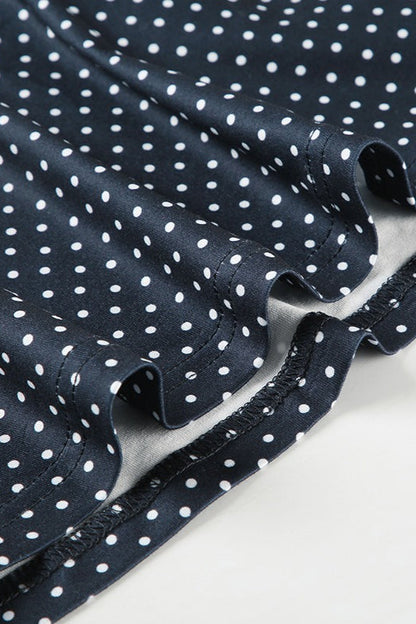 Blue Crew Neck Sleeveless Fit And Flare Polka Dot Mini Dress