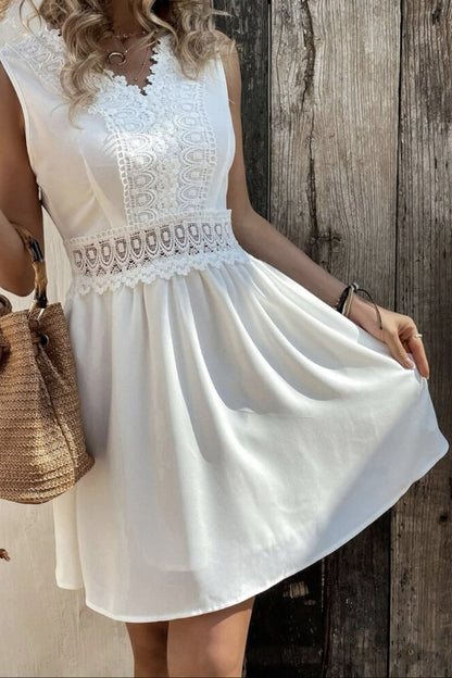 Patchwork Lace Short A-Line Boho Dress