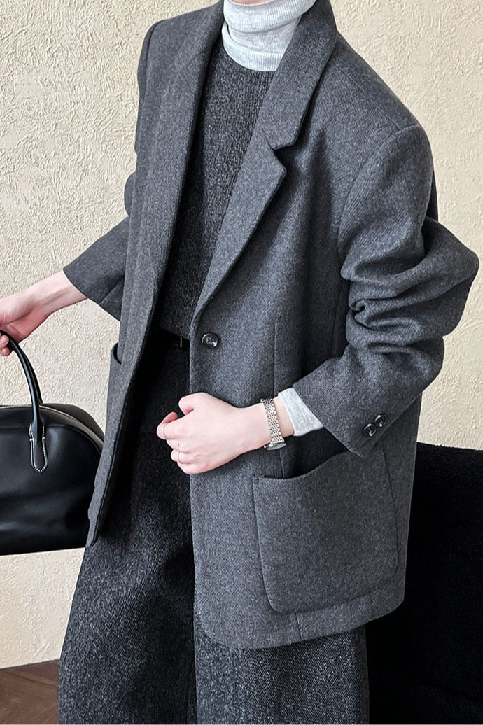 Wool Blend Relaxed Fit Blazer