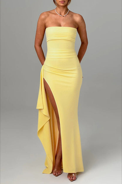 Sexy Strapless Slit Evening Party Dress