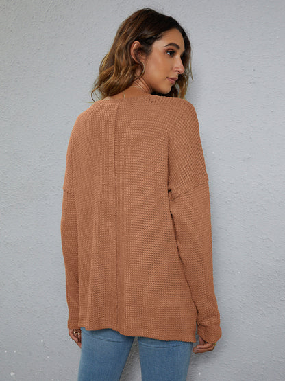 High-Low with Top Dropped Waffle-Knit Shoulder
