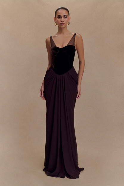 Spaghetti Strap Backless Mesh Paneled Party Dress