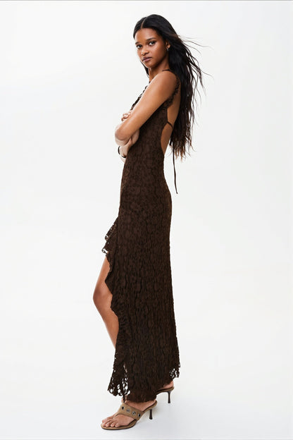 Elegant Lace Backless Maxi Dress