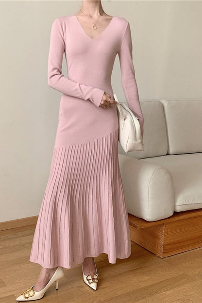 Vintage Knit Fitted Mermaid Hem Maxi Dress