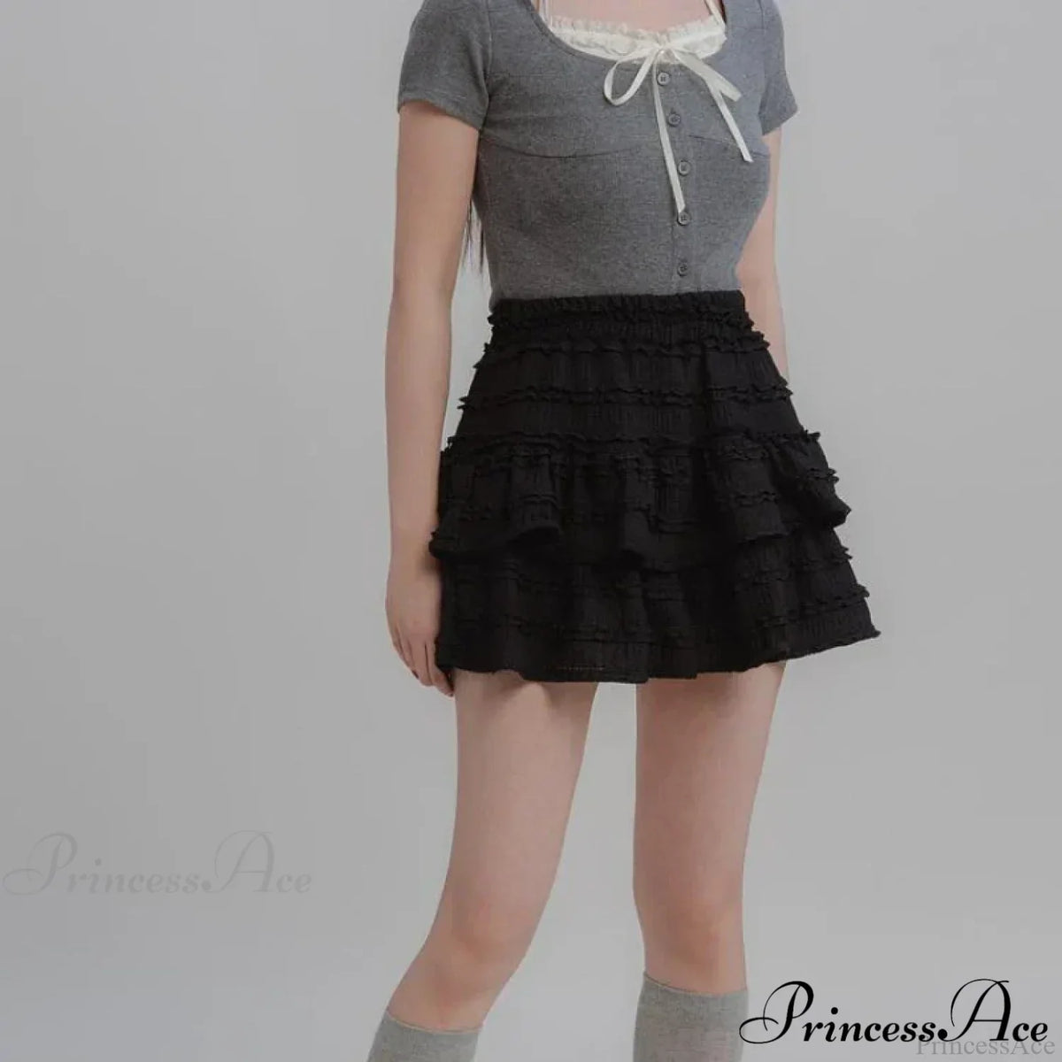 Fairycore White Lace Patchwork Layered Skirt