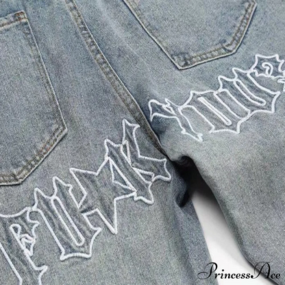 Fashion Letter Print Loose Jeans